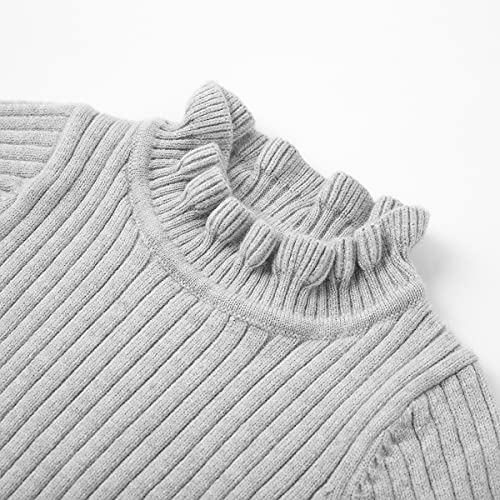 Curipeer Baby Sweater Solid Ruffle Basis Pullover Sweater Turtleneck Longsleeve Fall Clothes For Baby Girl And Boy Gray 12-18 Months #TOP3
