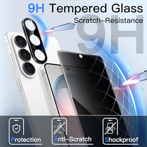 Image of JETech Privacy Tempered Glass Screen Protector Guard for Samsung Galaxy S26 with Camera Lens Protector, Anti-Spy, Easy Installation Tool, Fingerprint ID Compatible, 2-Pack Each