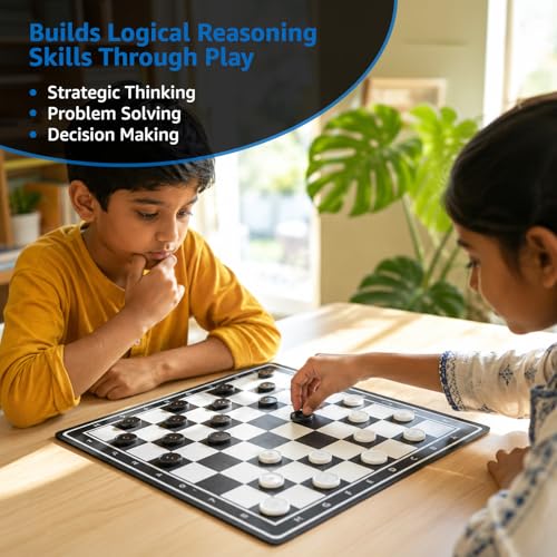 Image of Amazon Brand - Jam & Honey 10-in-1 Classic Board Games for Smart Kids|Chess,Ludo,Snakes & Ladders,Checkers & More|Boosts Decision Making,Strategic Thinking & Problem Solving|Ages 5+ Years(Multicolor)
