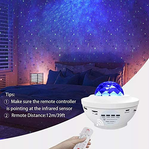 Projektor Bluetooth lampka nocna odtwarzacz muzyczny gwiaździste niebo lampka nocna LED projektor lampka nocna prezent świąteczny biały
