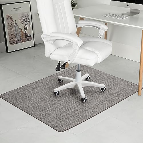 Image of Chair Mat for Hardwood & Tile Floor, 36 inch x 48 inch Heavy Duty Office Chair Mat for Rolling Chairs, Anti Slip, Non-Curve, Floor Protector for Home Office, Heathered Gray