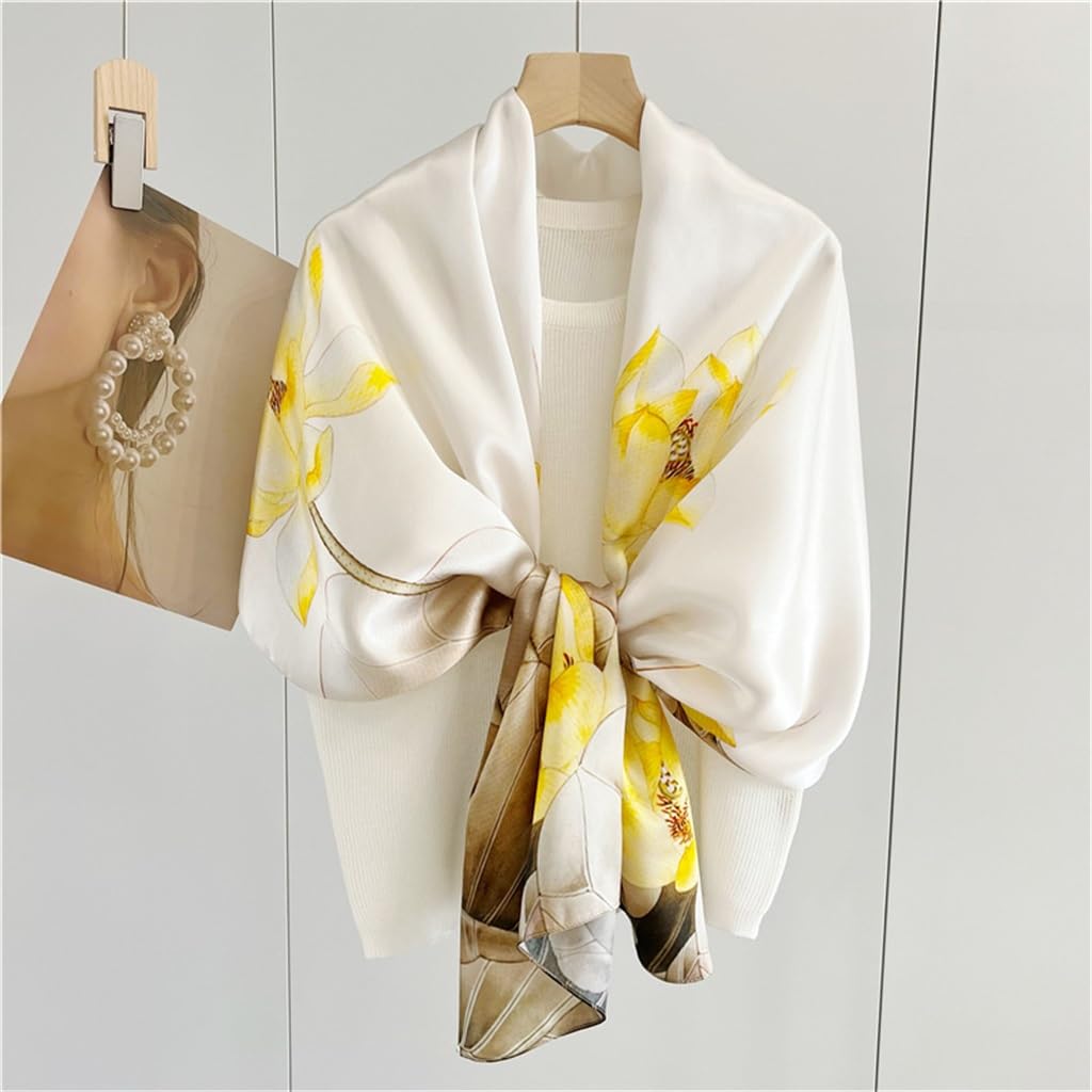 Longs Foulards en Soie imprimés en Satin Polyvalents for Les Foulards de décoration de Mode for Femmes