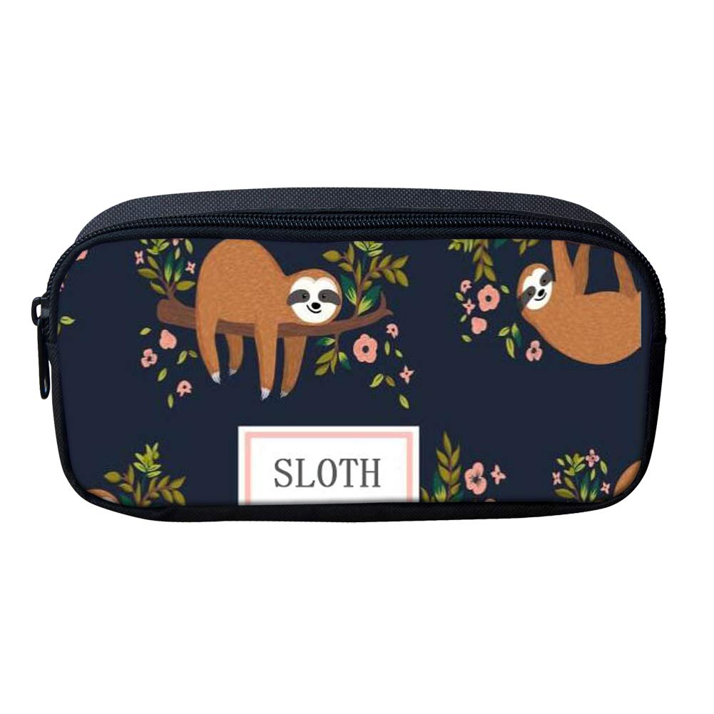 Showudesigns Children Pencil Cases for Teenage Girls Sloth Flower Pencil Bag Pen Case Boys Stationery Cion Case Pouch