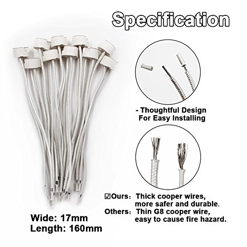 Dicuno G8 Base Wire Connector Socket, G8 Led Light Bulb Socket Adapter, Ceramic Bulb Holder, 10 Pack #TOP4