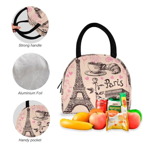 Paris-symbols Kids Backpack for Girls Boys Kindergarten Elementary School Backpacks Set with Lunch Box4
