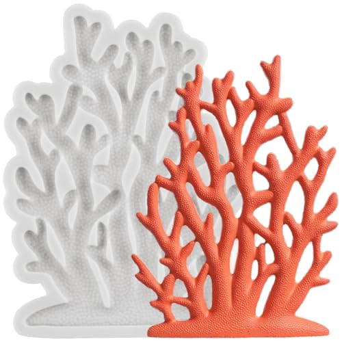 MINFEIDMS Molde de silicona de algas marinas de coral, molde de fondant para decoración de pasteles, cupcakes, caramelos, chocolate, pasta de goma, polímero