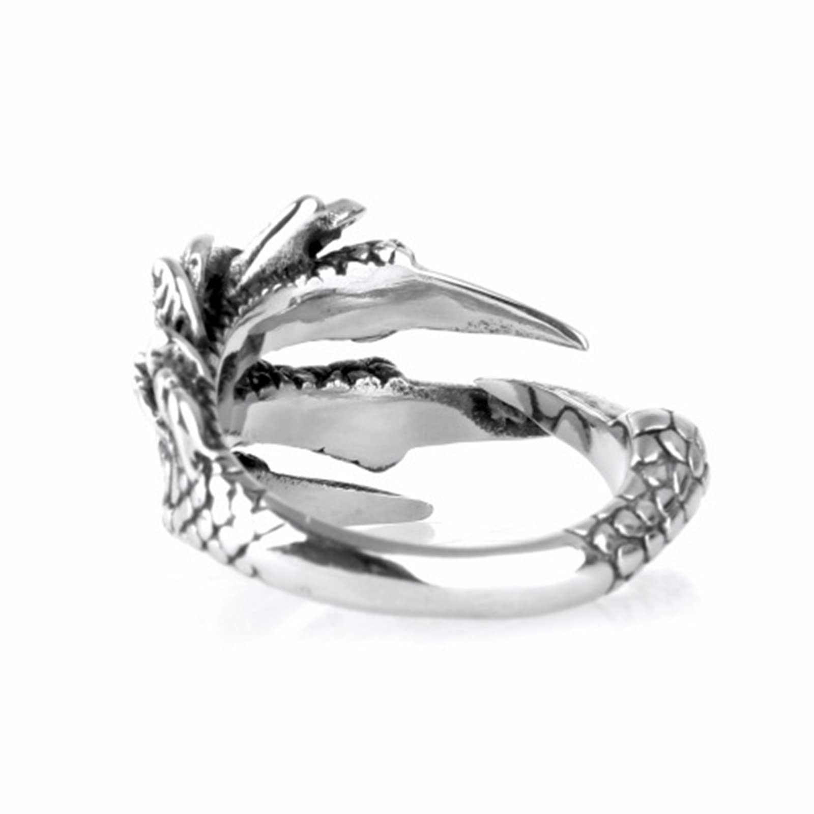 Anello in Acciaio per Uomo Anelli Uomo Fascia Larga Anello con Artiglio D'Aquila Punk Rock Anello Acciaio Argento Taglia 17 to 30