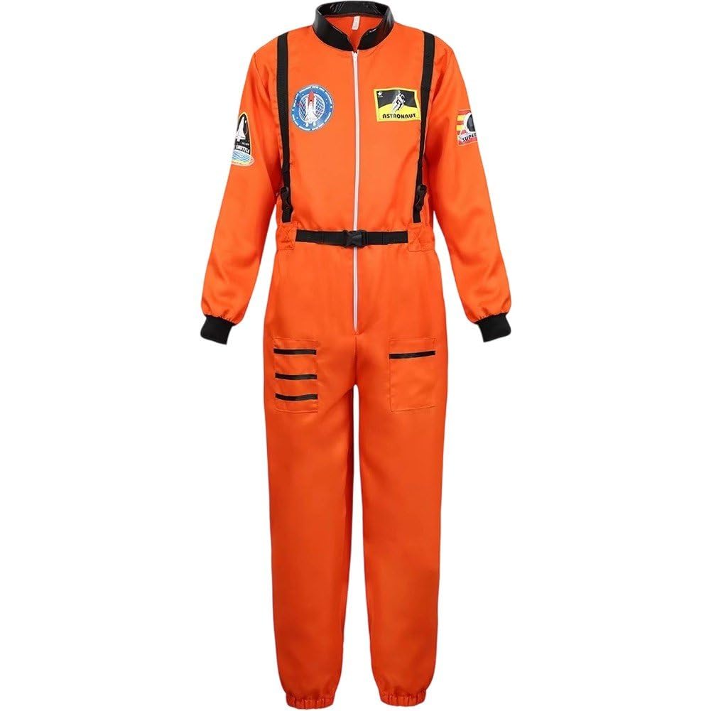 Casiler Men's Orange Astronaut Costume Spaceman Suit Fancy Dress Cosplay Halloween Party Funny Outfit For Adult Unisex