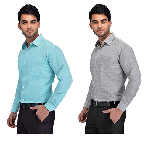 Image of Formal Regular Fit Solid Shirt Full Sleeves for Men Pack of 2