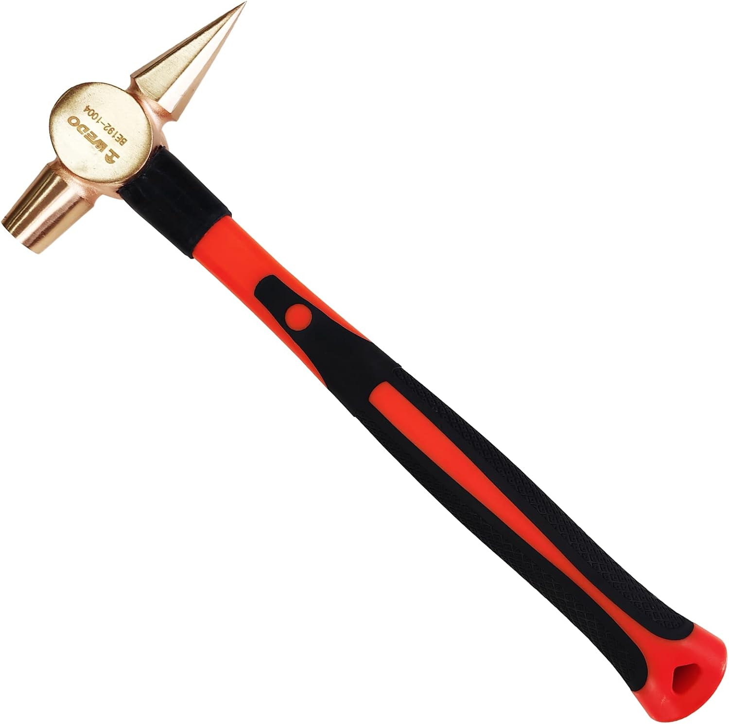 WEDO Non-Sparking Testing Hammer,Spark-free Safety, Fiberglass Handle,Beryllium Copper,Non-Magnetic,DIN Standard,BAM & FM Certificate,250g*280mm