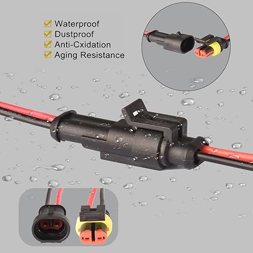 Miniatura 9 de 3 Pin Way Auto Impermeable Conector Eléctrico Pigtail Con Alambre 18 AWG Marino Para Coche Barco Ect.5 Pack