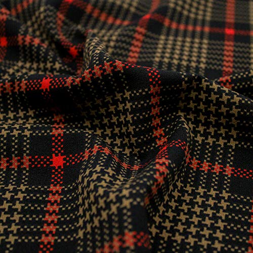 Black and Red Checkered Pattern Printed Scuba...