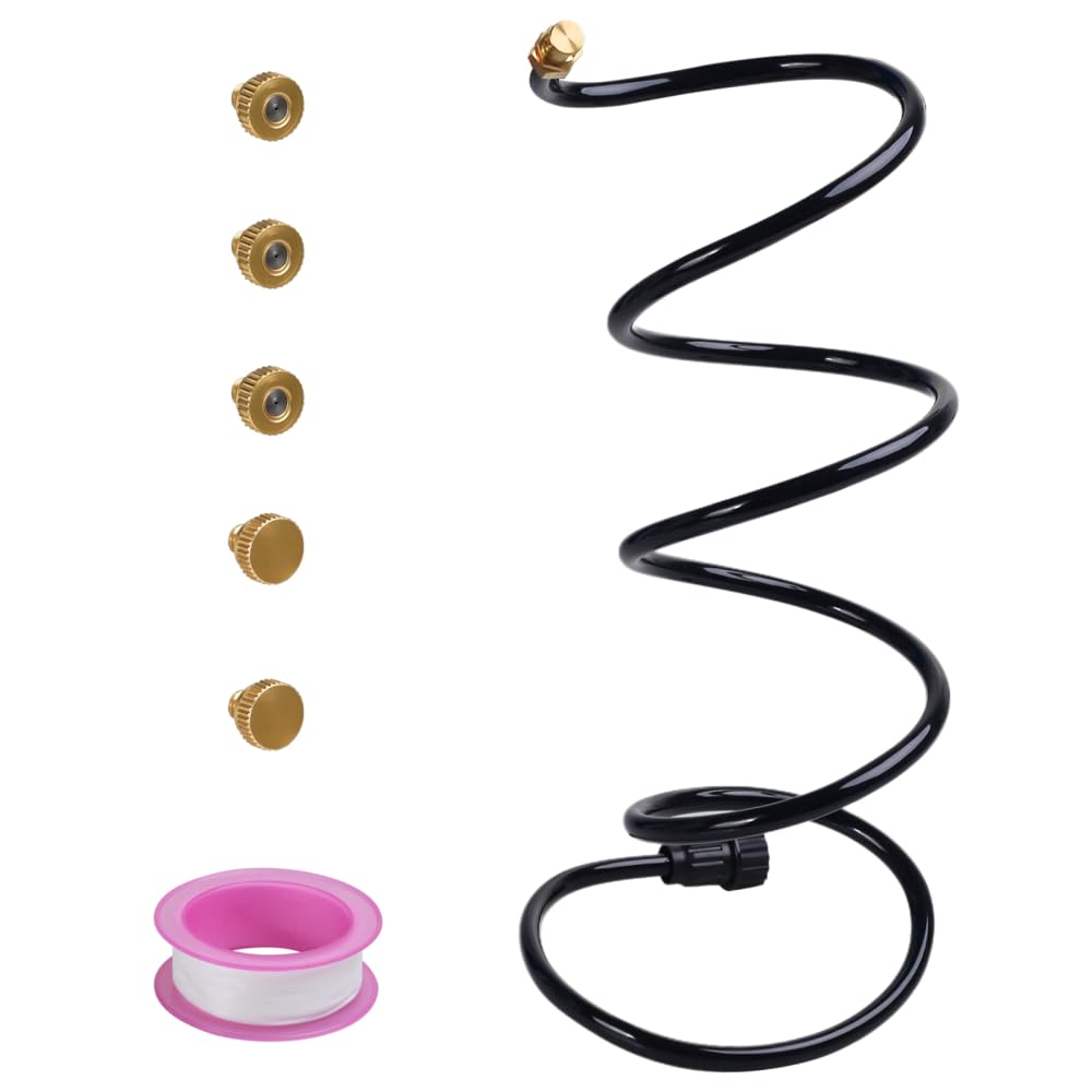 Kit Brumisateur Terrasse, Kit de Brumisation pour Tuyau d'arrosage Extérieur, Support de Refroidissement Pliable pour Jardin, Système d'arrosage Portable pour Bain d'oiseaux et Parc Aquatique