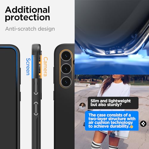 Image of Spigen Thin Fit | Samsung Galaxy S23 FE Case [Air Cushion Protection] [Grippy] Galaxy S23 FE Back Cover | TPU+PC - Black