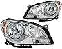 SOCKIR Headlight Assembly Compatible with 2008-2012 Chevy Malibu 4 Door Passenger and Driver Side (Chrome Housing & Amber Reflector)