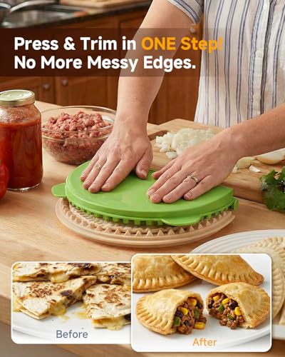 Image of 4-in-1 Tortilla Sealer, Adjustable Tortilla Crimper for 4 inch, 6 inch, 8 inch, 10 inch Wraps - Detachable Shark Tooth Design & Stainless Steel Edge, BPA-Free, Dishwasher Safe for Making Sealed Quesadilla, Dumpling