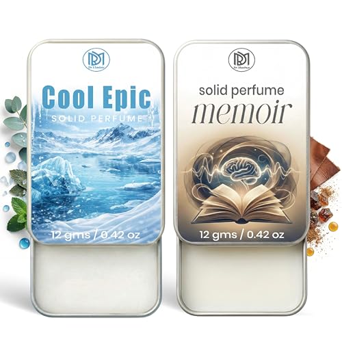Image of Dr.Mashur Solid Perfume |Cool Epic&Memoir Alcohol Free Wax Perfume Balm, Long Lasting | Pocket Tin 12g, Pack Of 2| Non Greasy Smooth Glide, Travel Friendly Men And Women