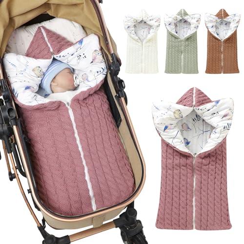 Image of Colorful Newborn Baby Swaddle Blanket Wrap,Infant Toddler Thick Knit Soft Warm Fleece Receiving Blanket Swaddle Sleeping Bag Sack Stroller Wrap for 0-12 Month Baby (New Pink)