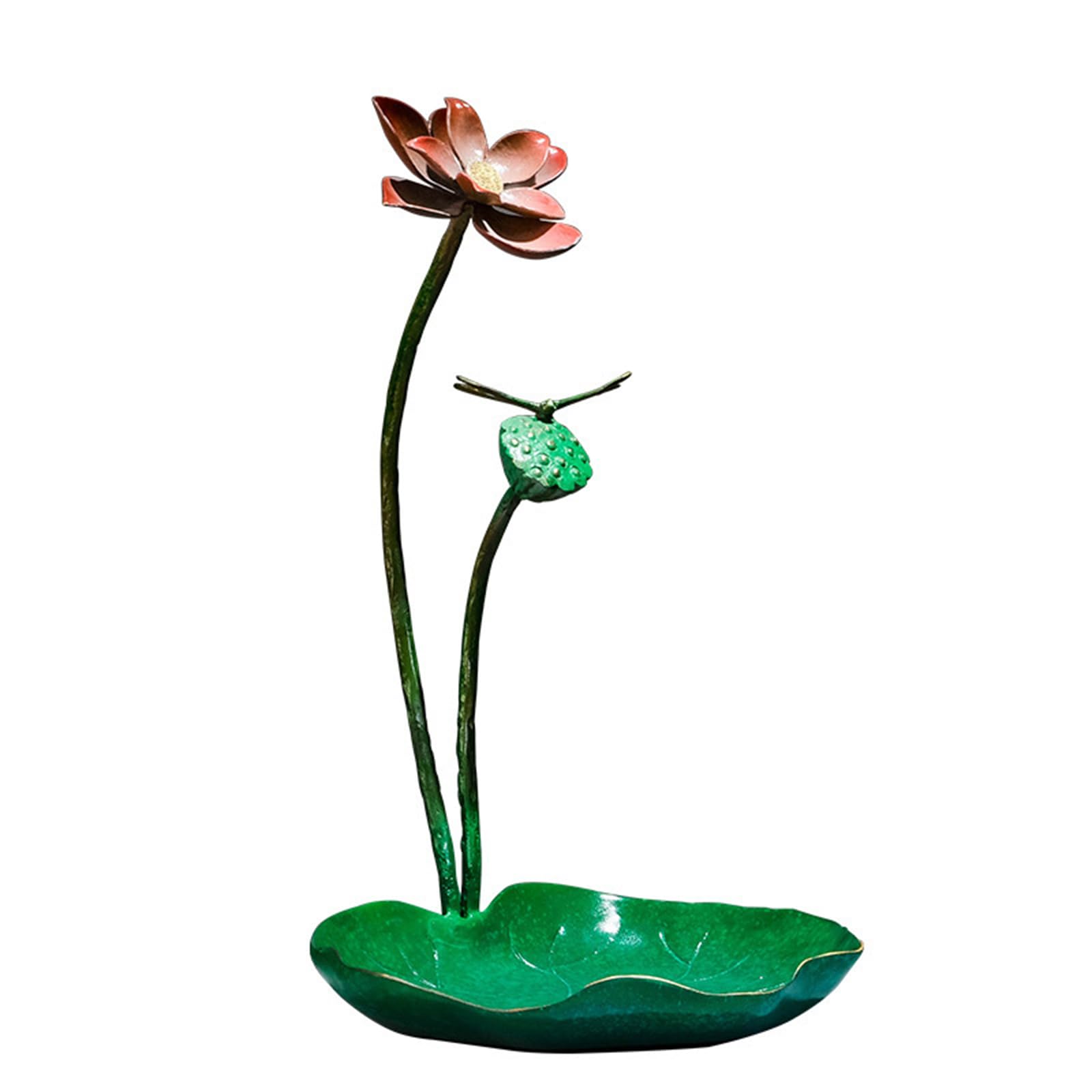 Hhhxkkuu One Color Brass Lotus Leaf Fruit Tray Figurine Copper Art Sculpture