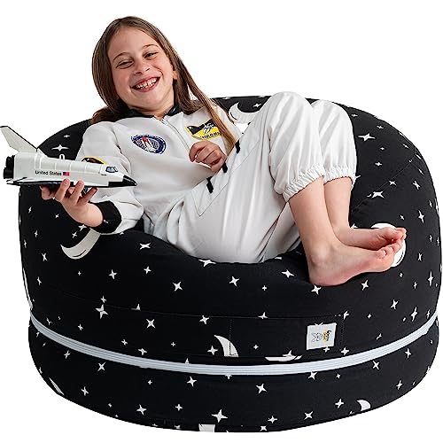 Stuffed Animal Storage Bean Bag Chair Cover for Kids Adults Washable XL Stuffie Seat 100 Cotton Pouf Organizer for Plush Toys Linens Quilts Pillows Starry Night