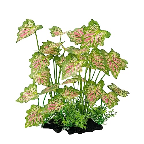 Image of Aquarium Plant Fish Tank Decoration Small Plastic Artificial Plant Goldfish Fish Hide (Rainforest Leafs-Pink-Large-Set) (Rainforest Leafs-Pink-Large-Set)
