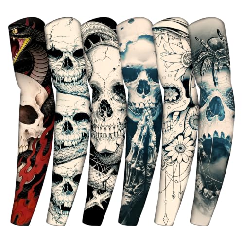 Image of YARIEW Temporary Tattoo Sleeves for Men Arm Sleeves for Men | Tattoo Sleeve Women Arts Fake Sleeve Tattoos Sun Protection Cooling Covers for Arms Women Halloween Pattern 13