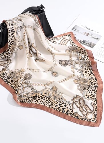 CHLINS 27.5” Square Head Scarf for Women Satin Hair Scarf Silk Wrap Neck Scarves Bandanas for Handbags Accessories4