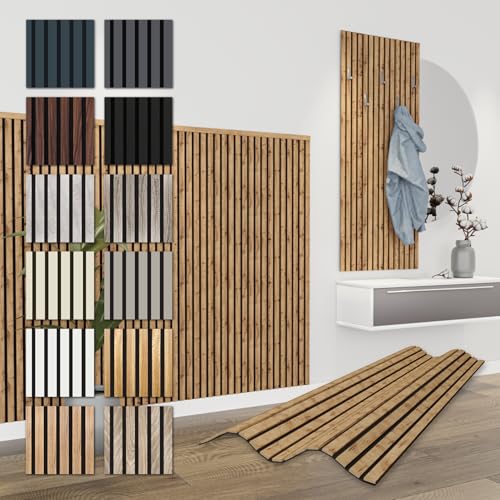 HEXIM Paneles Acústicos 138,5x60cm - Pared de Lamas Flexible Madera MDF Paneles de Pared Revestimiento de Lamas Revestimiento Mural Decoración (1 panel / 0,83 m² Pecan - APH08)