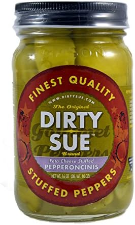 Dirty Sue Feta Cheese Stuffed Pepperoncinis 16oz - Dirty Martini Cocktail Peppers