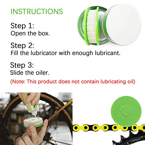 VANICE Bike Chain Lubricator(Green, Yellow), Bicycle Chain Maintenance and Lubrication Tool Roller Oiler/Green/No Lubricant - Thumbnail 6