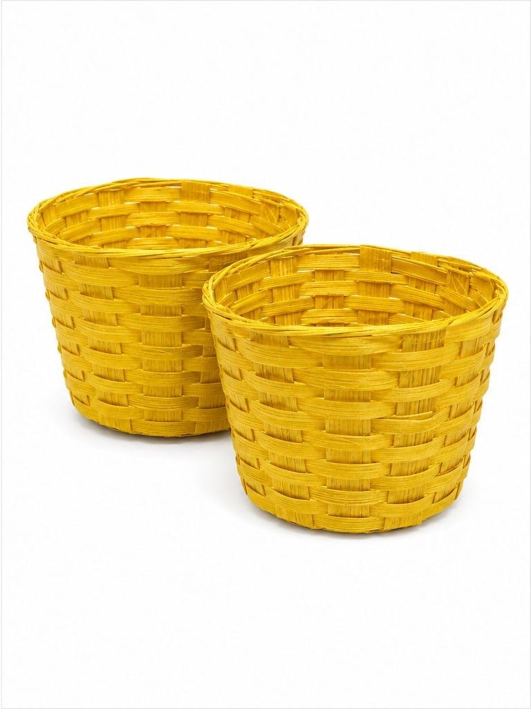 Handcrafted Bamboo Baskets - Set of 2 -7 Handcrafted Bamboo Baskets - Set of 2 -7
