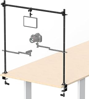 VIJIM LS15 Heavy Overhead Camera Mount Rig Top-Down Shot, Aluminum Multifunction Tabletop Stand Desk Multi-Device Mount Platform for Video Photo Streaming DSLR/Camera/Phone/Webcam/Mic/Light