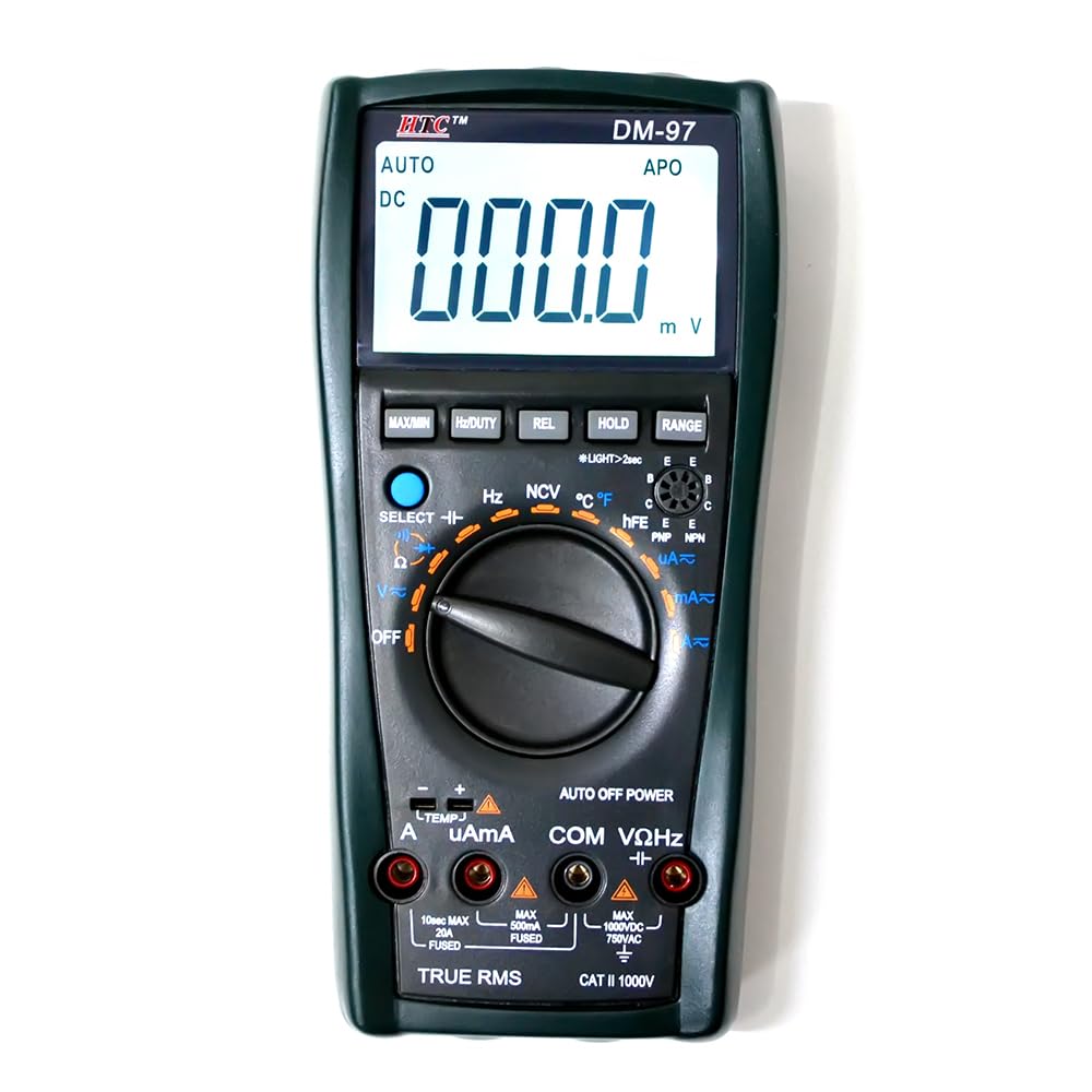 HTC DM-97 3¾ Digit Multimeter True RMS with Backlight 3,999 Count Auto Power Off (APO) under natural operation Data Hold, Max./Min. NCV (B0C1SW9Y4F) Amazon Price History, Amazon Price Tracker