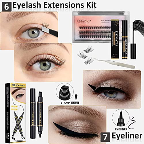 Lookmee All In One Makeup Kit, Makeup Kit For Women Full Kit, Full Makeup Essential Starter Kit For Beginners Or Pros, 18 Colors Naked Eyeshadow Palette Nude Face Primer, Makeup Brush, Makeup Sponge, Eyebrow Powder, Winged Eyeliner Stamp (Seta) #TOP5