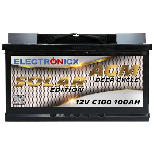 Batería Solar AGM 12V 100Ah Sin Mantenimiento, Ciclo Profundo para Caravana, Barco, Autocaravana, Caseta y Sistemas Solares Off-Grid – Electronicx Solar Edition Energía
