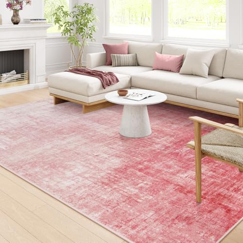 Lahome Pink Bedroom Rugs 6x9 Aesthetic Cute Boho Abstract Machine Washable Nursery Rug, Soft Ombre Non Slip Area Rugs for Living Kids Room Playroom Office(6'x9',Pink) 6' x 9' (Rectangular) P