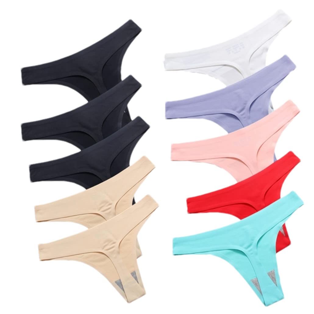 keusyoi 10 piezas de ropa interior sexy de seda fina tanga talla grande negro rojo señoras tangas bragas