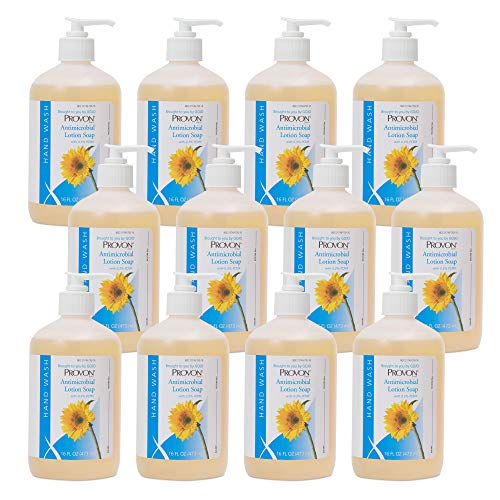 Provon Antimicrobial Lotion Soap with 0.3% PCMX, Pleasant Fragrance, 16 fl oz Counter Top Pump Bottle (Pack of 12) – 4303-12