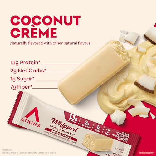 Image of Atkins Whipped Bars, Creamy Coconut Flavor, 13g Protein, 24 Count