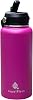 Water Bottle Insulated 32oz 40oz Straw Lid, Double Wall Vacuum Insulation Stainless Steel AquaFlask Wide Mouth Water Bottle For Sports, Gym, School, Office, Keep Cold 24H, Hot 12H Pink, 32oz