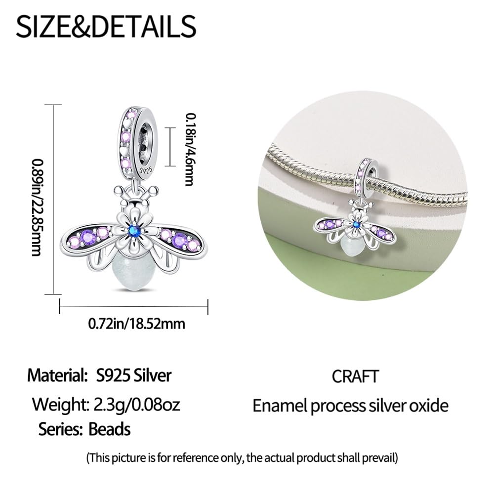 HappyStar Wisiorek charms ze srebra próby 925 do bransoletek, wisiorek typu charms, dla kobiet, kompatybilny z europejskimi bransoletkami i łańcuszkami Pandora (z koralikami dystansowymi