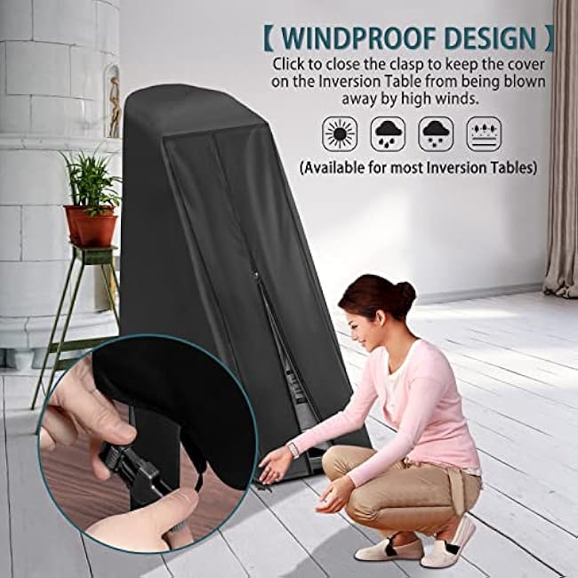 Inversion Table Cover - Dustproof and Waterproof Inversion Equipment Protection Covers (47 L X 28.3 W X 63 H) - Keep Your Inversion Table Safe from Dirt and Scratches