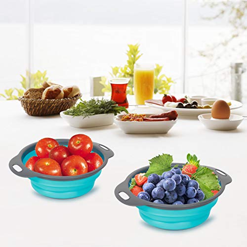 Collapsible Colander, Colander Strainer with Handles Set for Draining Pasta Vegetable Fruit etc