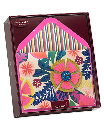 Image of Papyrus Blank Cards with Envelopes, Bright Flowers with Glitter (8-Count), 5691409