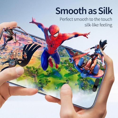 Image of Matte Anti-Glare Tempered Glass Screen Protector Compatible For iphone 15 /iphone 16 (Black) Edge To Edge Full Screen Coverage 9H With Easy Installation Kit,Pack Of 1