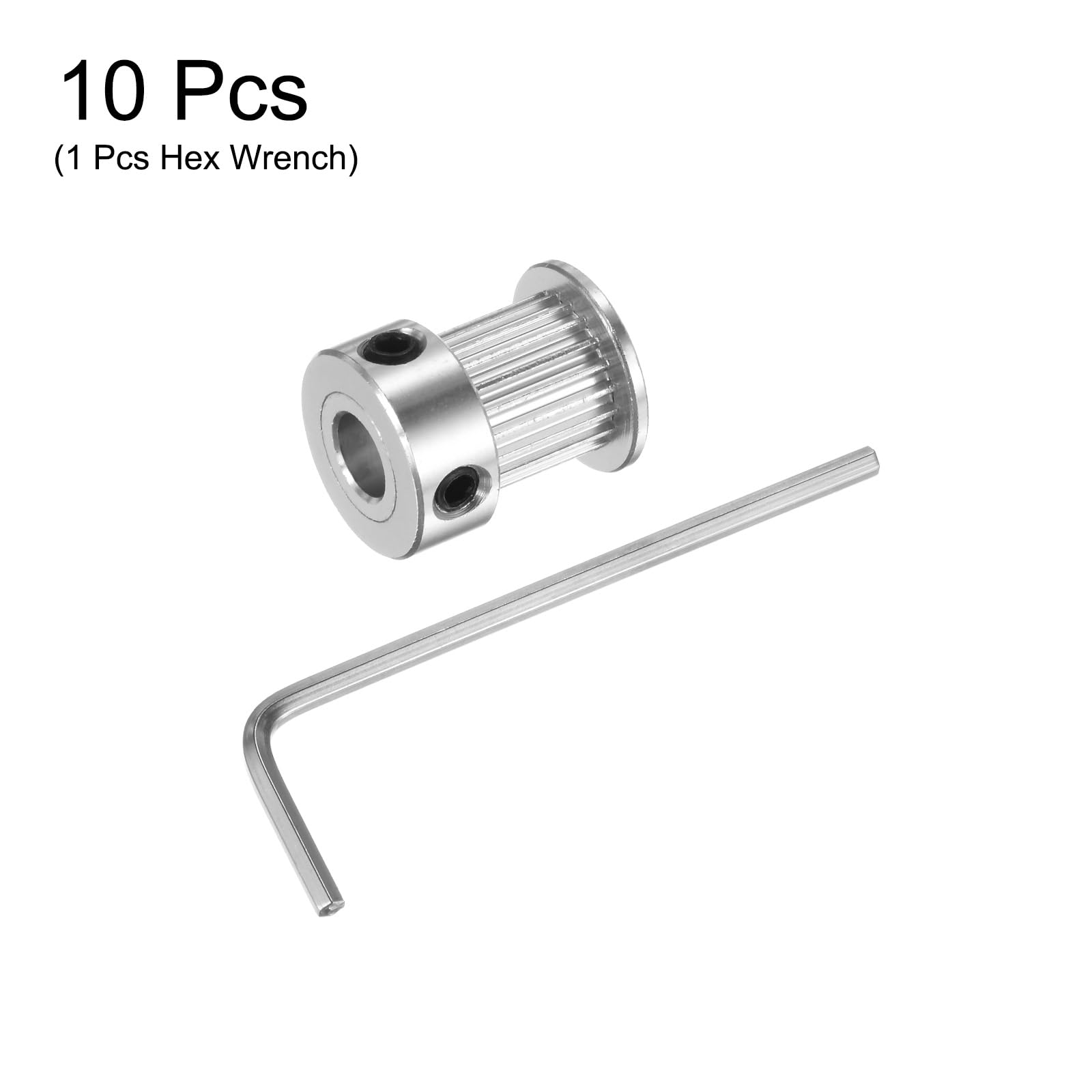 Sourcing Map 10x 2GT Umlenkrolle – 20 Zähne, 6,35 Mm Bohrung, 16 Mm Ø, Aluminium, Für 10 Mm Riemen, Inkl. Inbusschlüssel