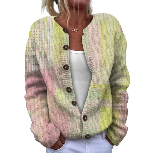 Women Sweaters Cardigan Fashion Long Sleeve Crewneck Sweaters Button Chunky Outerwear Fall Winter Casual Wear