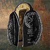 Foweknow Viking Jacket Men's Viking Tattoo Hooded Jacket with Fleece Lining 3D Print Zip Hoodies Thickened Long Sleeve Hoodie Sweat Jacket Gothic Medieval Vintage Hooded with Pocket, 03 Black, 3XL #1