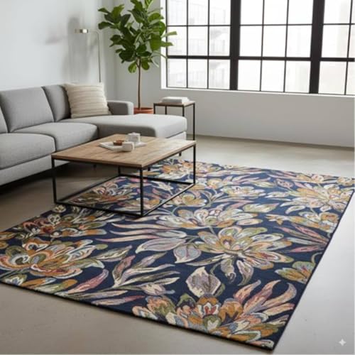Image of Sifa Carpet Crafted with Care: Premium Hand-Tufted Wool Carpets Royanna Traditional Design Handmade Area Rugs, for Your Room Blue Color Size 7x10 feet (210x300cm)