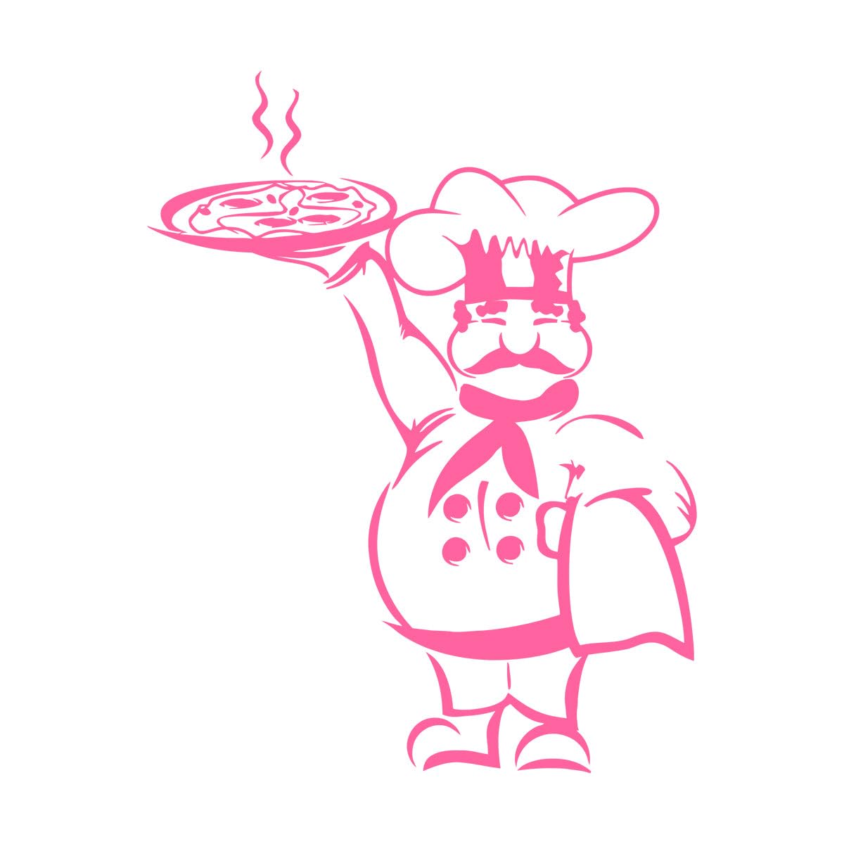 Chef Vinyl Wall Decal Pizza Italian Restaurant Kitchen Cooking Food Wall Stickers Pizzeria Decor Mural Removable Decals Large - 52x67cm